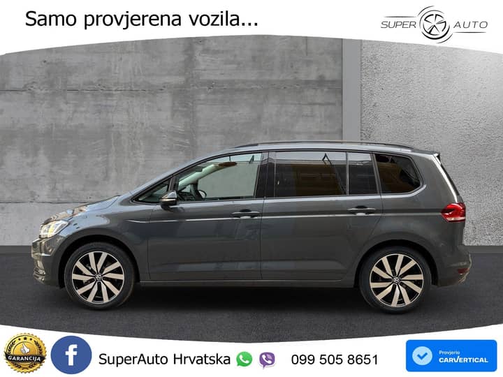 VW Touran 2.0 TDI DSG Highline 150 KS, LED+ACC+PANO+GR SJED+KAM+PARK