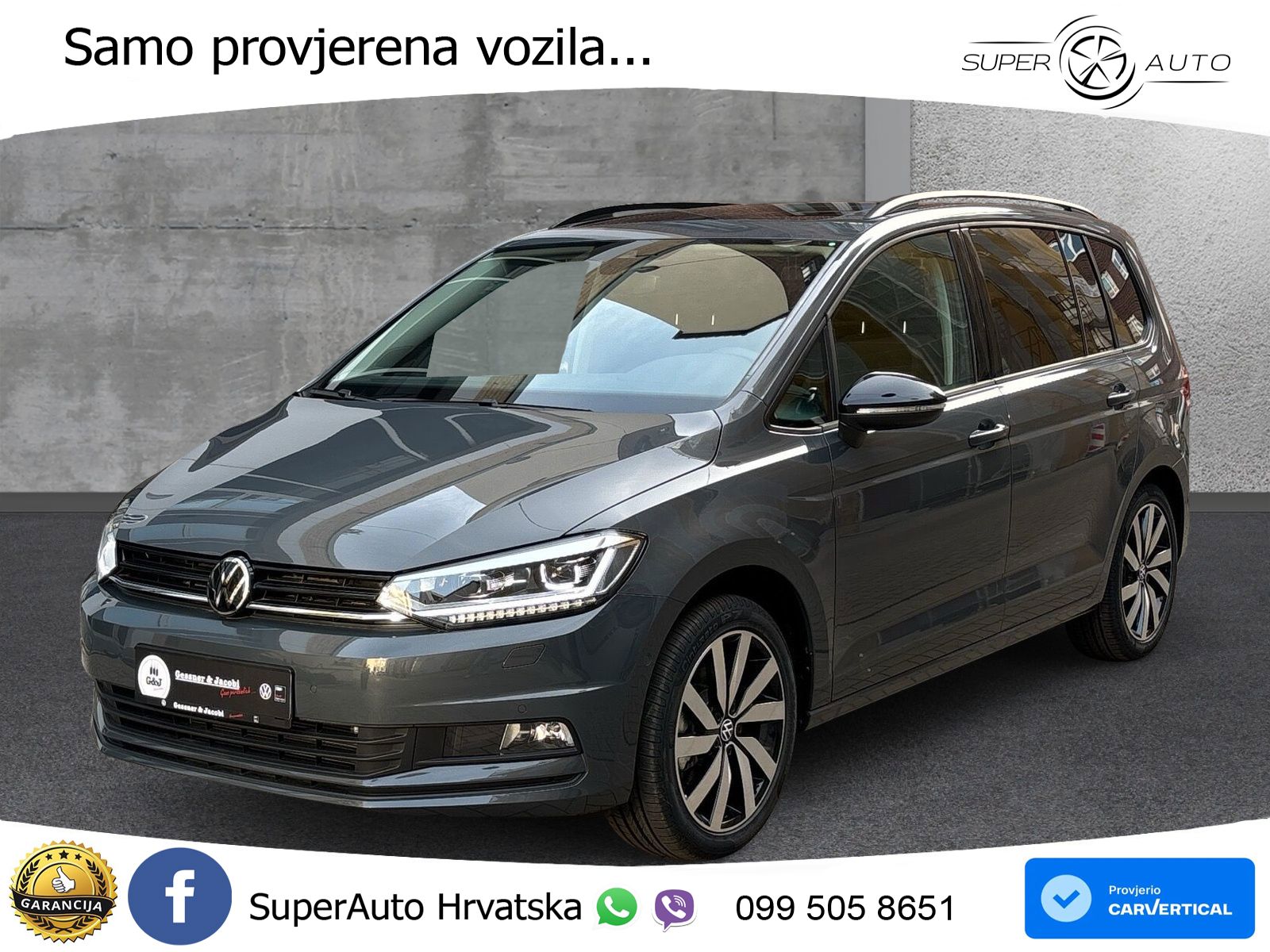 VW Touran 2.0 TDI DSG Highline 150 KS, LED+ACC+PANO+GR SJED+KAM+PARK
